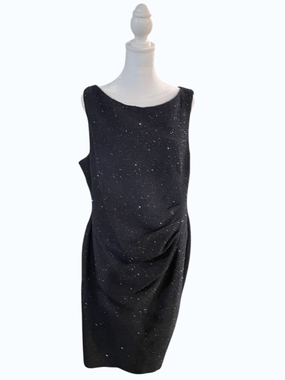 Jessica Howard Charcoal Grey Sleeveless Shimmer Dress with Rouching Size 16